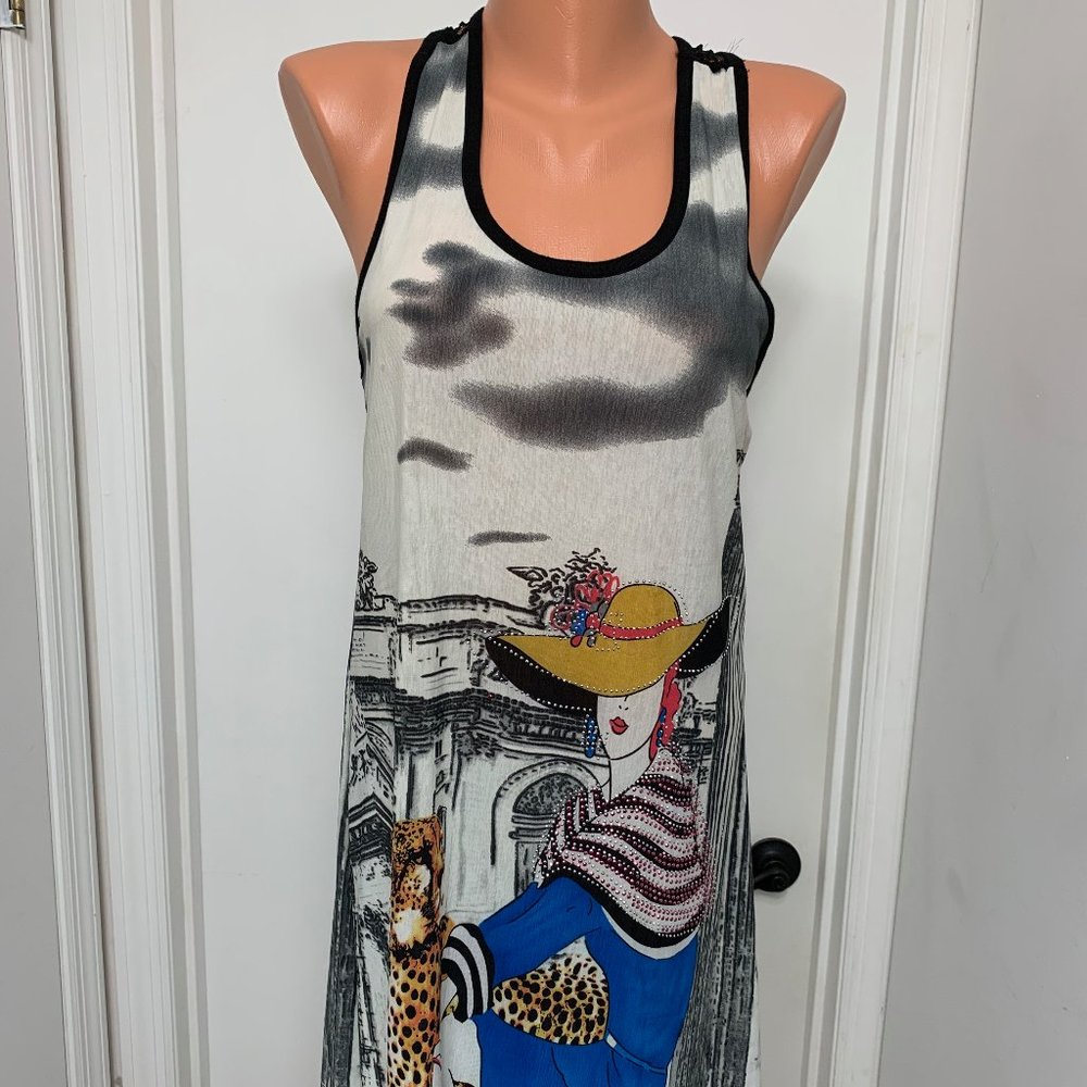 Fashion mini dress jaguar woman gems sleeveless